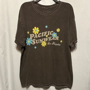 PacSun Brown Tee with Floral Graphic
